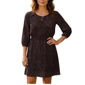 Banana Republic Sz 12 Dress Lined Sheer Sleeves Ties at Neckline | EUC